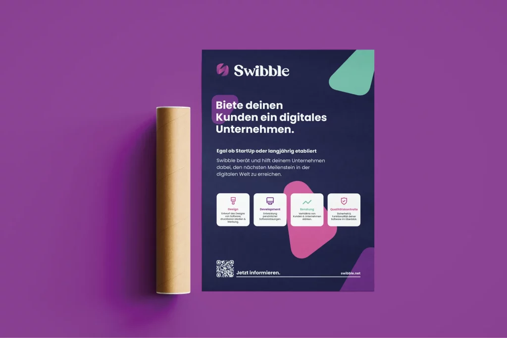 Plakat für Swibble, welches im B2B-Marketing Verwendung findet und sich an Unternehmen richtet, die Digitalisierung möchten